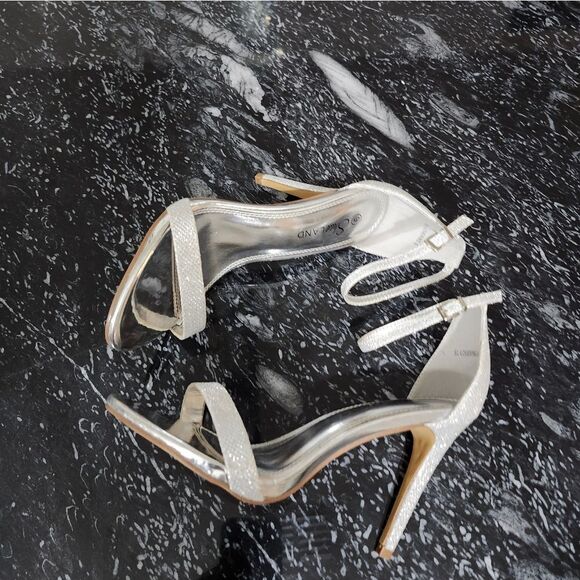 BRAND NEW SHOE LAND SHIMMER GLITTER  HIGH HEEL STILETTO ROUND TOE SANDAL - Picture 10 of 16